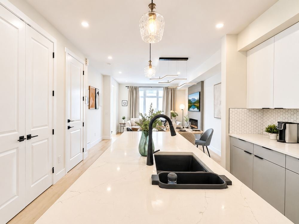 Galley kitchen and hallway
