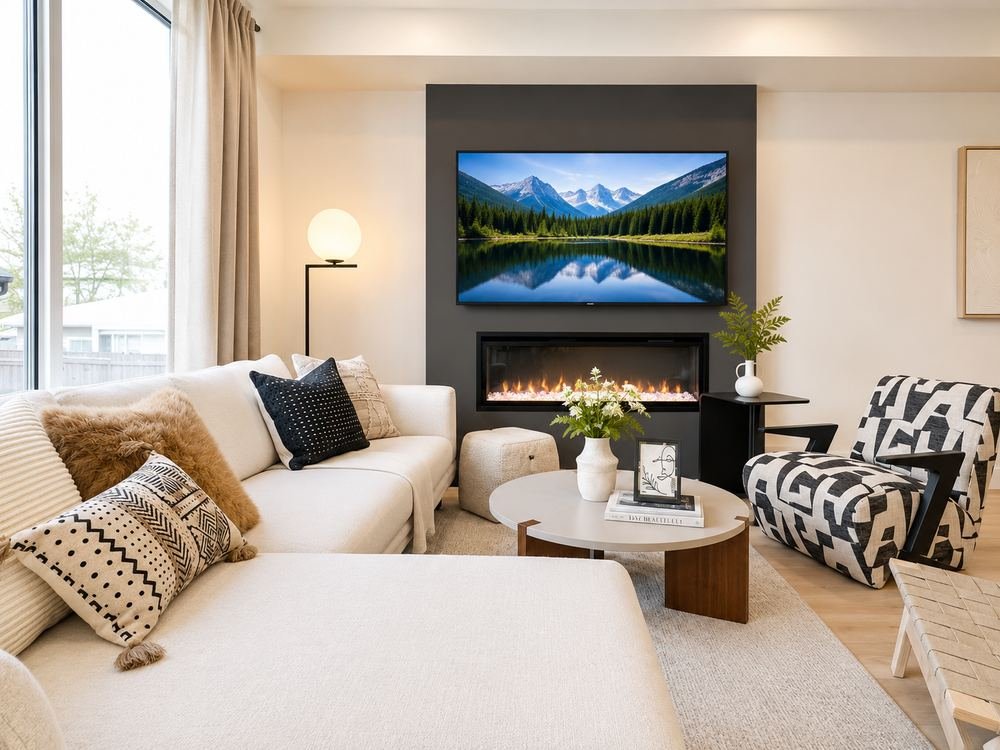 Living room with fireplace
