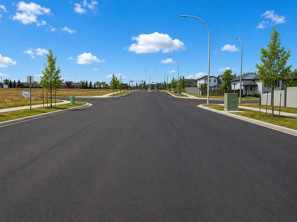 Completed roadway and servicing